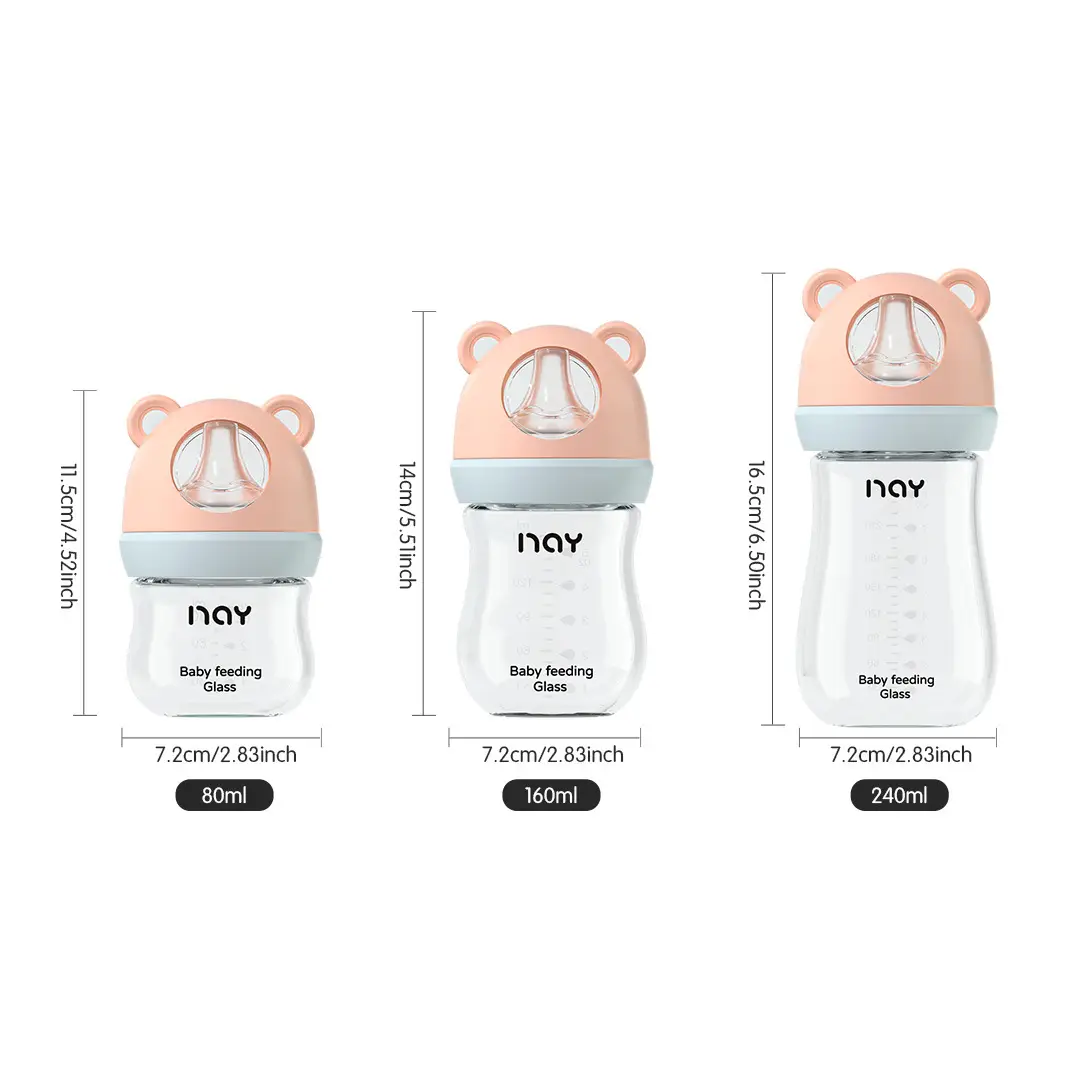 Cross-border Bear Wide-caliber Baby Bottle High Borosilicate Glass Bottle Large Capacity Three-section Anti-flatulence Bottle — feature 10