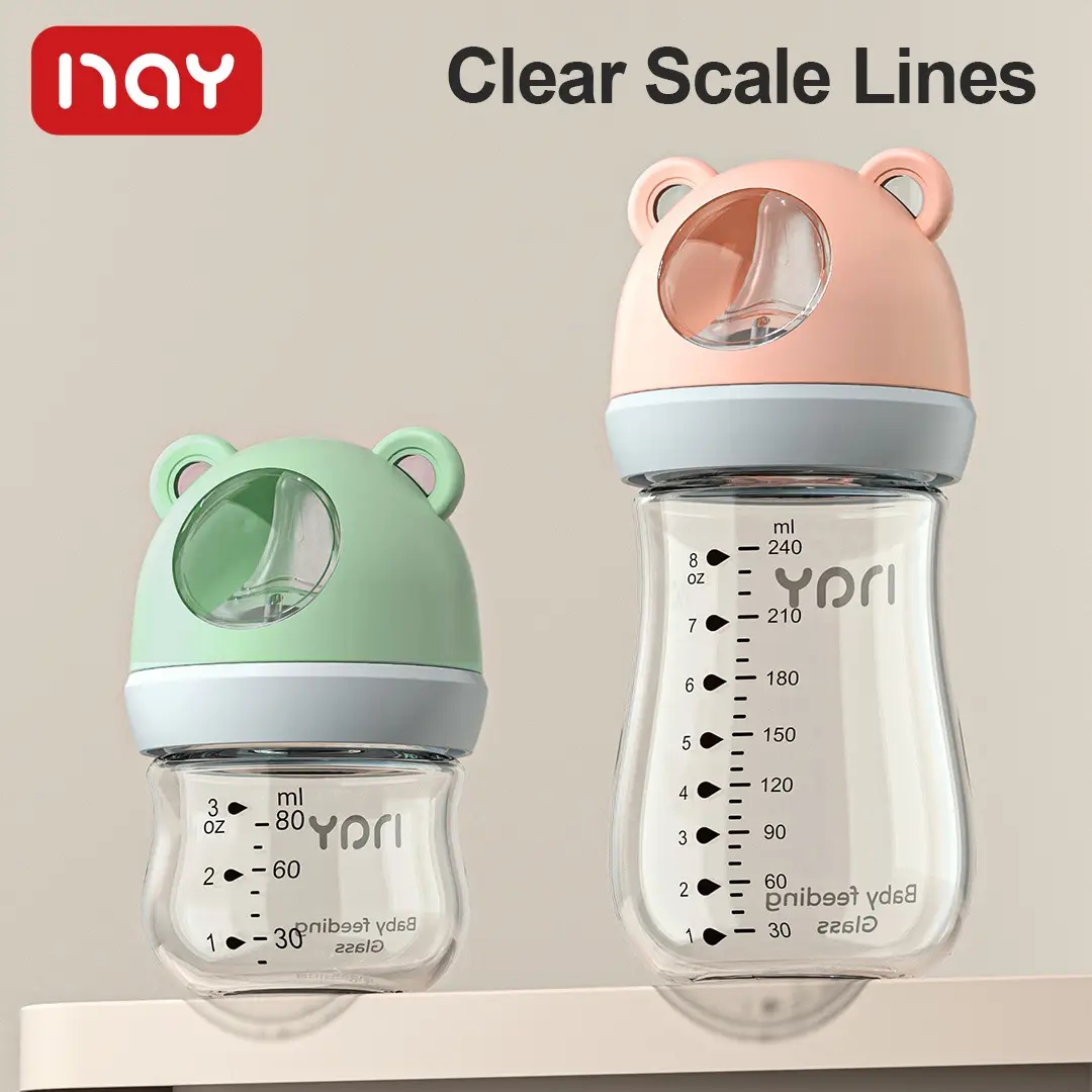 Cross-border Bear Wide-caliber Baby Bottle High Borosilicate Glass Bottle Large Capacity Three-section Anti-flatulence Bottle — feature 7