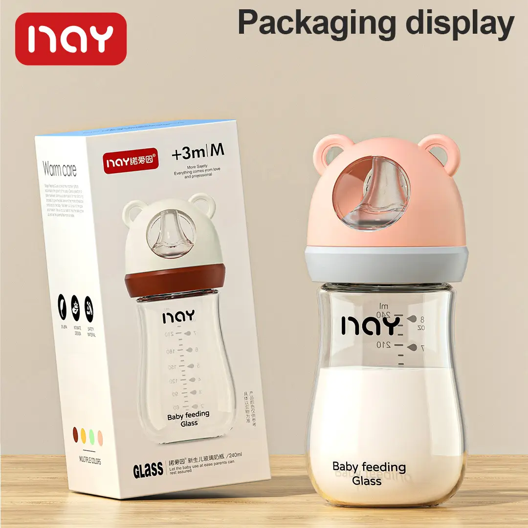 Cross-border Bear Wide-caliber Baby Bottle High Borosilicate Glass Bottle Large Capacity Three-section Anti-flatulence Bottle — feature 9
