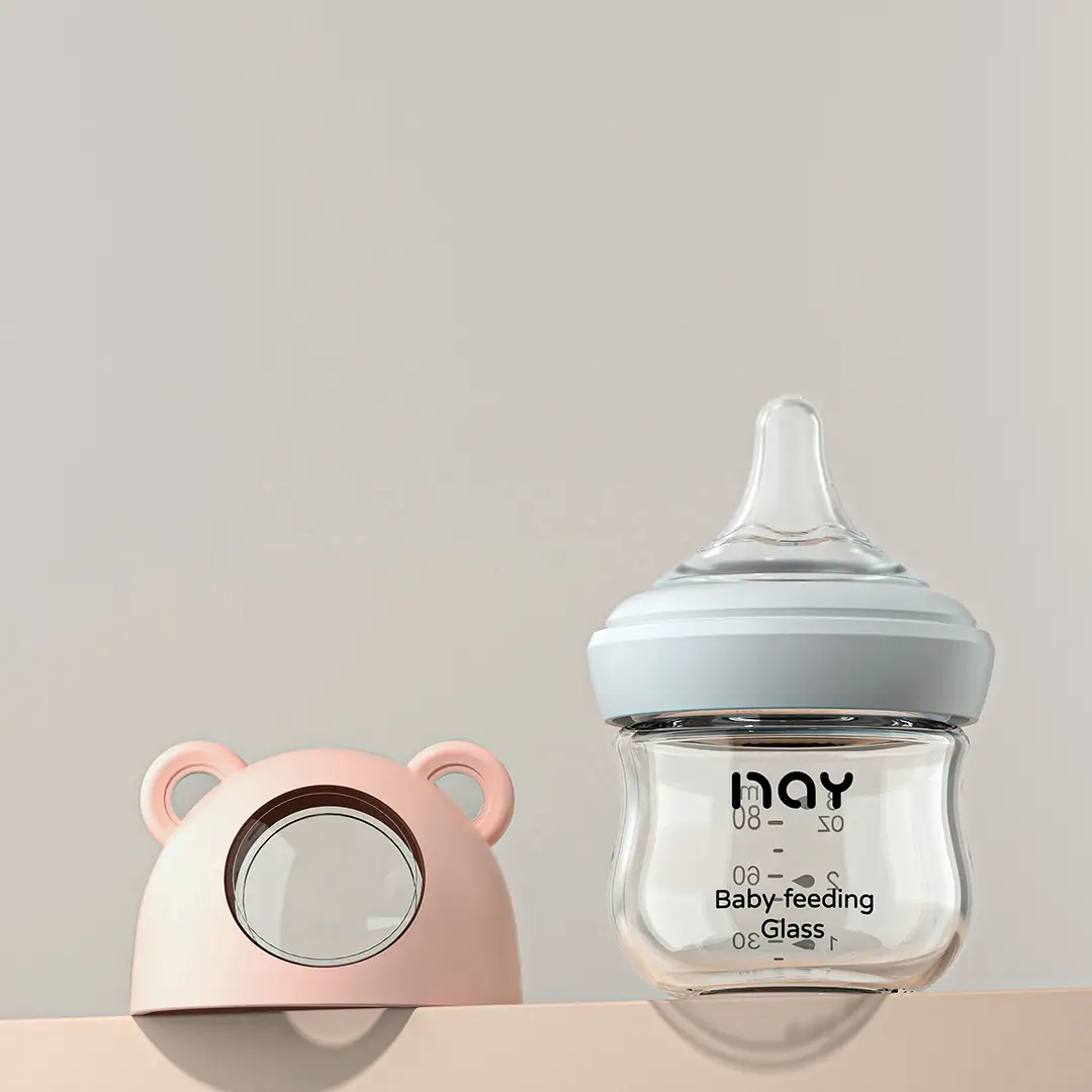 Cross-border Bear Wide-caliber Baby Bottle High Borosilicate Glass Bottle Large Capacity Three-section Anti-flatulence Bottle