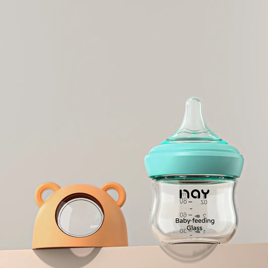 Cross-border Bear Wide-caliber Baby Bottle High Borosilicate Glass Bottle Large Capacity Three-section Anti-flatulence Bottle