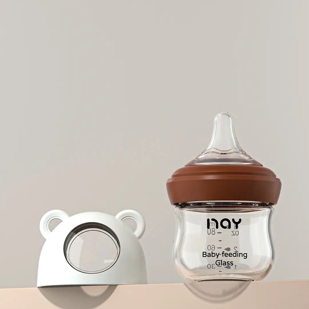 Cross-border Bear Wide-caliber Baby Bottle High Borosilicate Glass Bottle Large Capacity Three-section Anti-flatulence Bottle