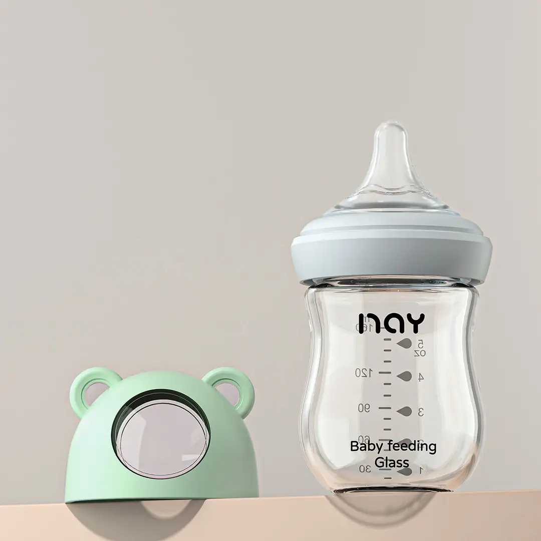 Cross-border Bear Wide-caliber Baby Bottle High Borosilicate Glass Bottle Large Capacity Three-section Anti-flatulence Bottle