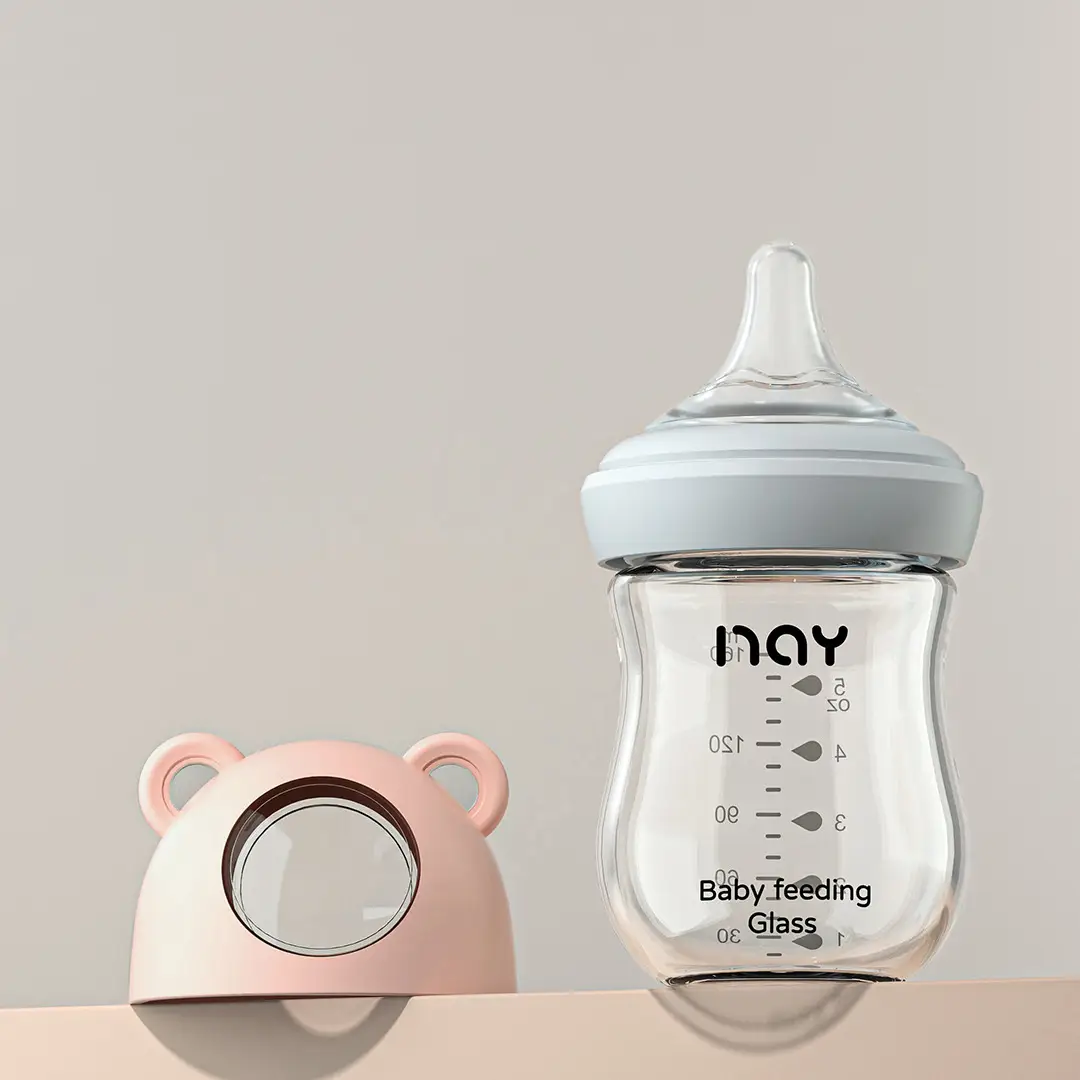 Cross-border Bear Wide-caliber Baby Bottle High Borosilicate Glass Bottle Large Capacity Three-section Anti-flatulence Bottle