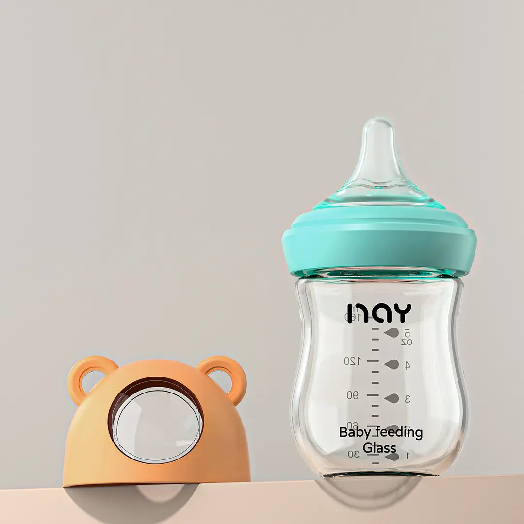 Cross-border Bear Wide-caliber Baby Bottle High Borosilicate Glass Bottle Large Capacity Three-section Anti-flatulence Bottle