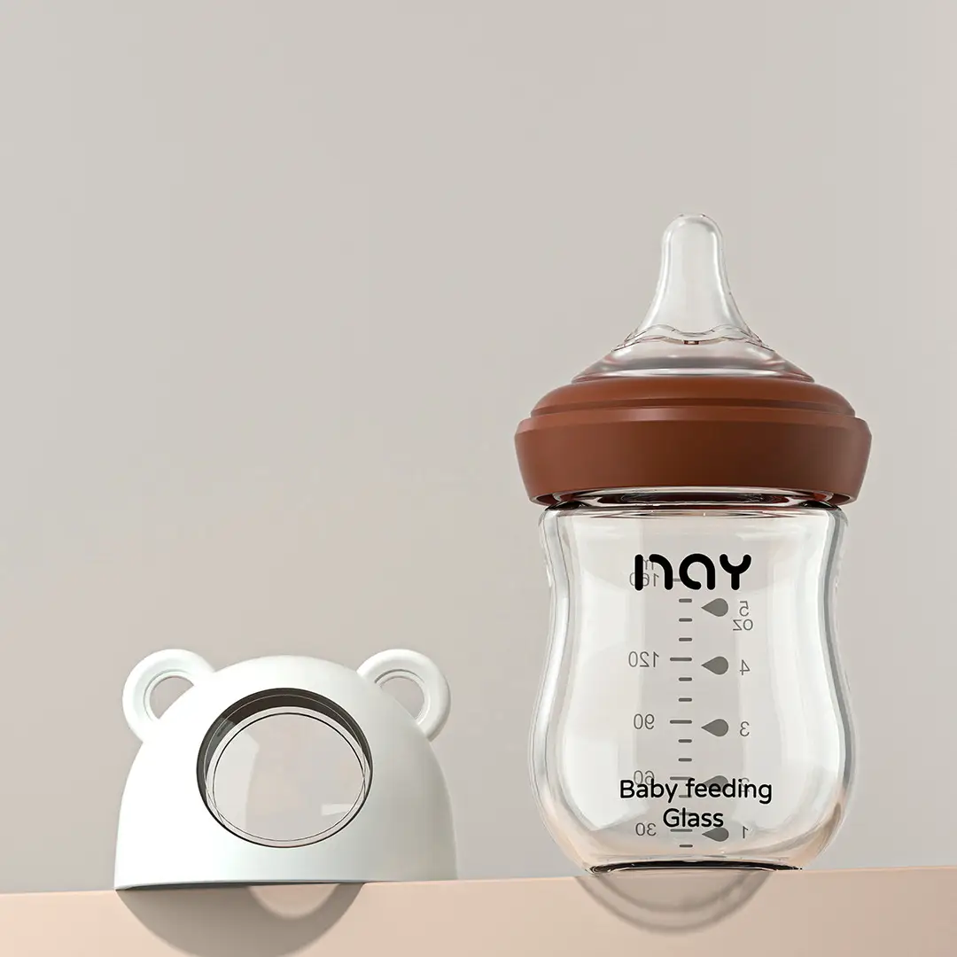 Cross-border Bear Wide-caliber Baby Bottle High Borosilicate Glass Bottle Large Capacity Three-section Anti-flatulence Bottle