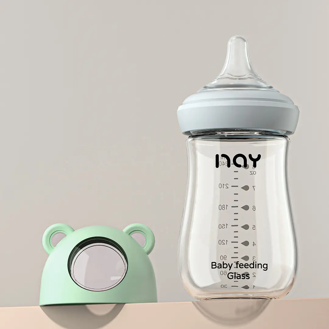 Cross-border Bear Wide-caliber Baby Bottle High Borosilicate Glass Bottle Large Capacity Three-section Anti-flatulence Bottle