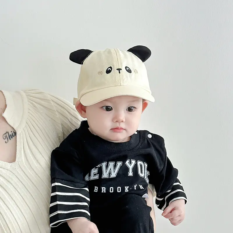 Black Panda Cap for Baby Boys Girls Sun Hat