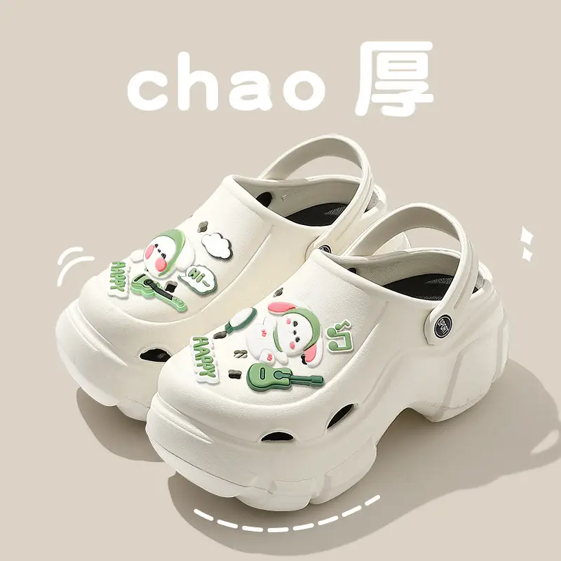 Croc Shoes Women's Summer Outer Wear 2025 New Eva Thick Sole Heightening Beach Nurse Baotou Half Sandals for Women