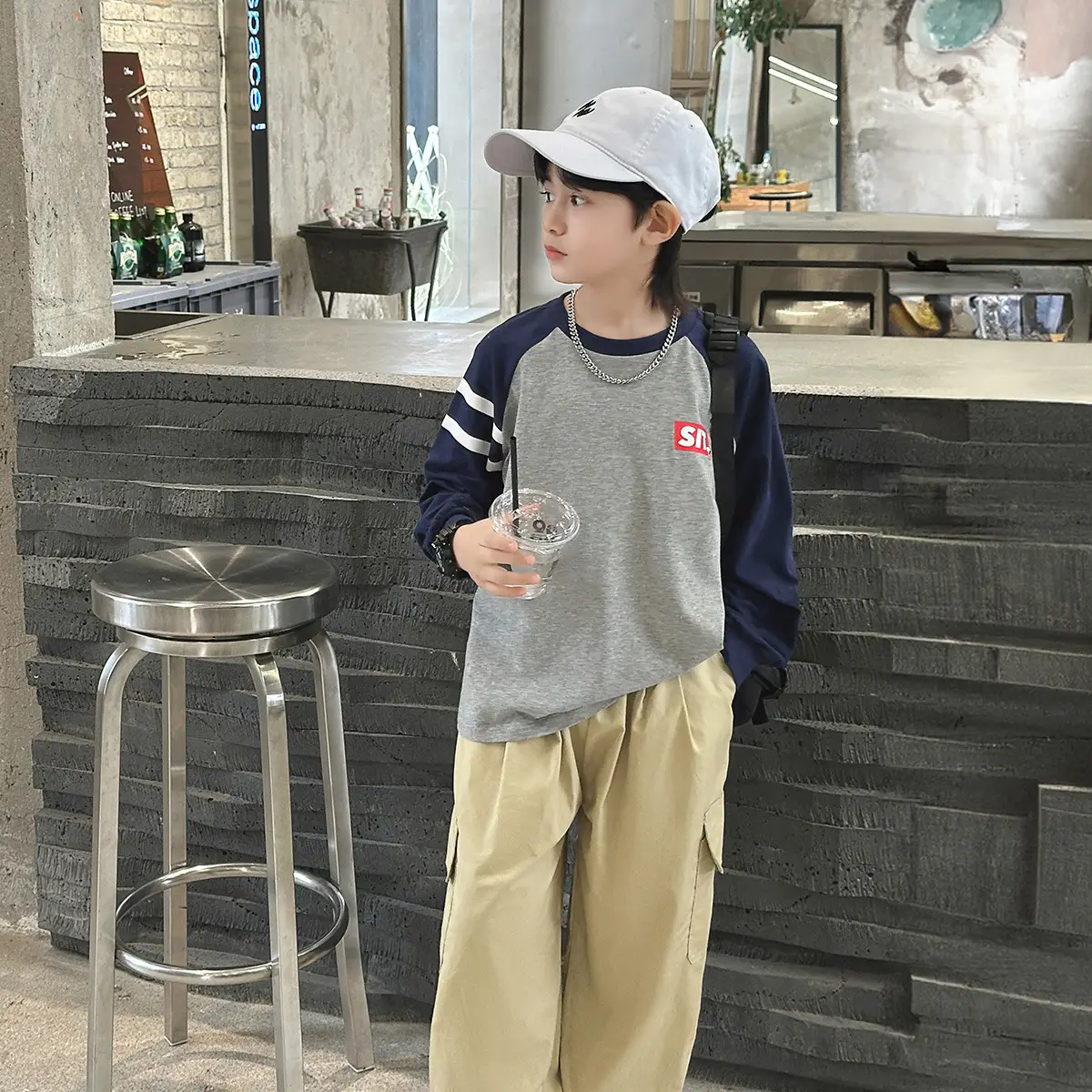Snoopy Boys Long Sleeve T-Shirt Green White Spring New Kids Base Shirt - Image 5