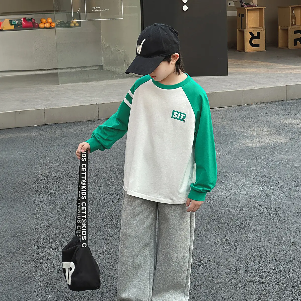 Snoopy Boys Long Sleeve T-Shirt Green White Spring New Kids Base Shirt - Image 7
