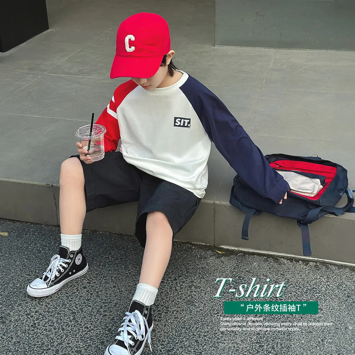 Snoopy Boys Long Sleeve T-Shirt Green White Spring New Kids Base Shirt - Image 2