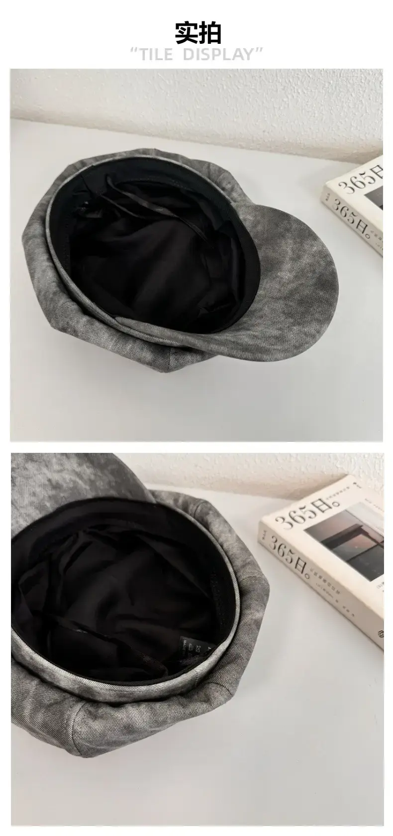 Retro PU Leather Octagonal Cap Women Black — feature 5