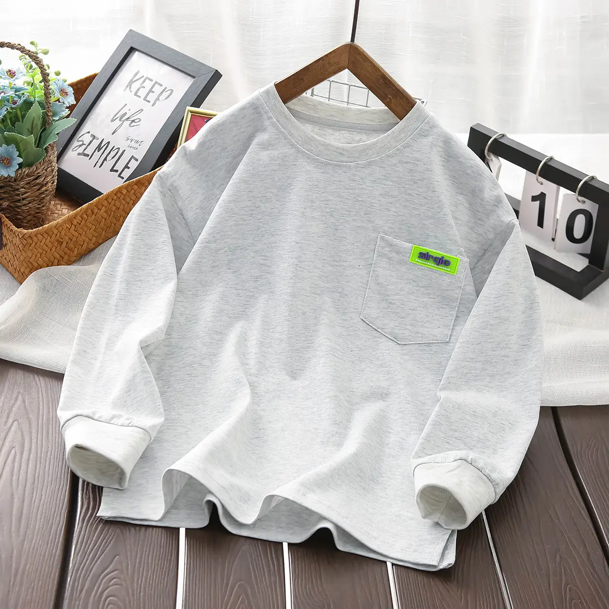 Autum Kids Long Sleeve T-Shirts Set White Black Grey - Image 6