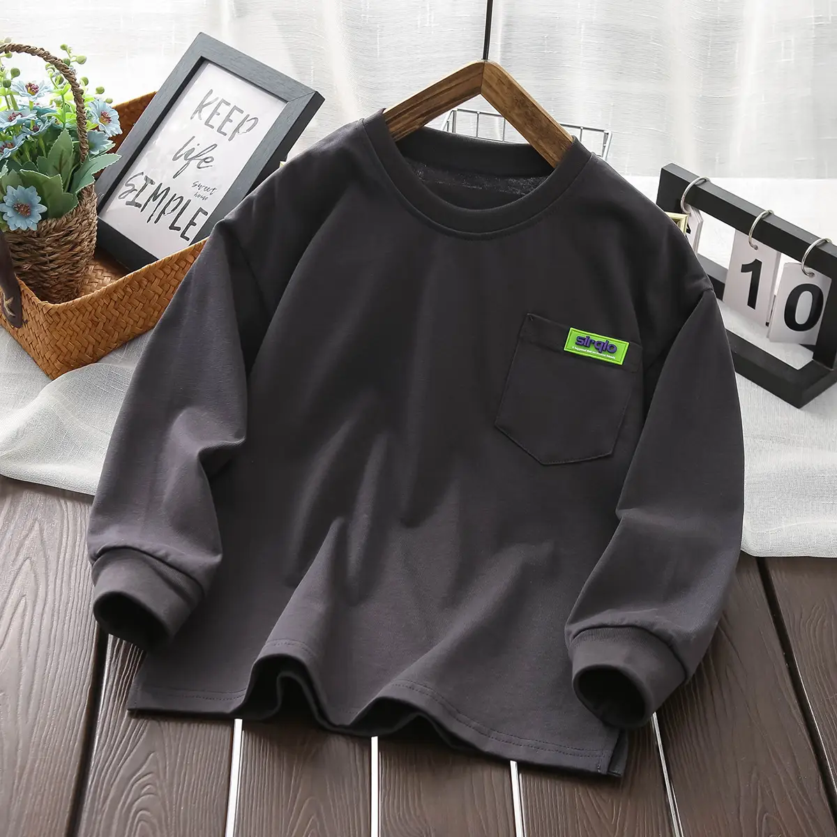 Autum Kids Long Sleeve T-Shirts Set White Black Grey - Image 7