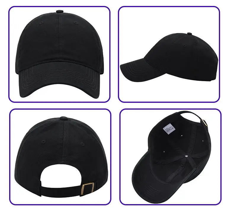 Men Black Baseball Cap with Logo Embroidery — feature 4