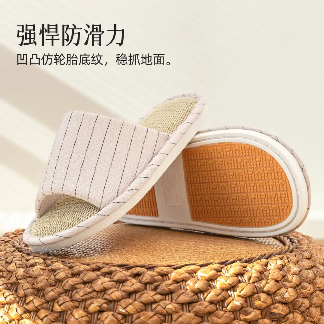 Linen Slippers Women's New Four Seasons Indoor Home Couple Non-Slip Sweat-Absorbing Non-Stinky Feet Silent Cotton Linen Sandals for Men
