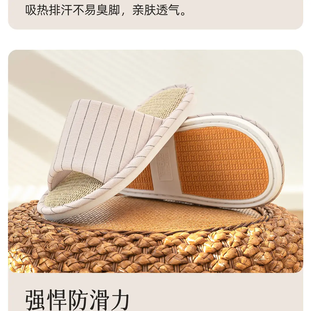 Linen Slippers Women's New Four Seasons Indoor Home Couple Non-Slip Sweat-Absorbing Non-Stinky Feet Silent Cotton Linen Sandals for Men — feature 11