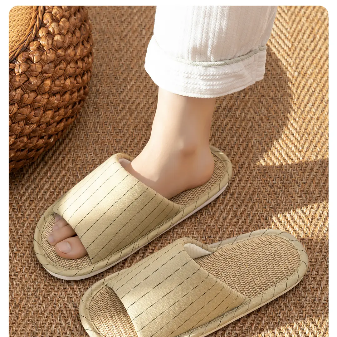 Linen Slippers Women's New Four Seasons Indoor Home Couple Non-Slip Sweat-Absorbing Non-Stinky Feet Silent Cotton Linen Sandals for Men — feature 16