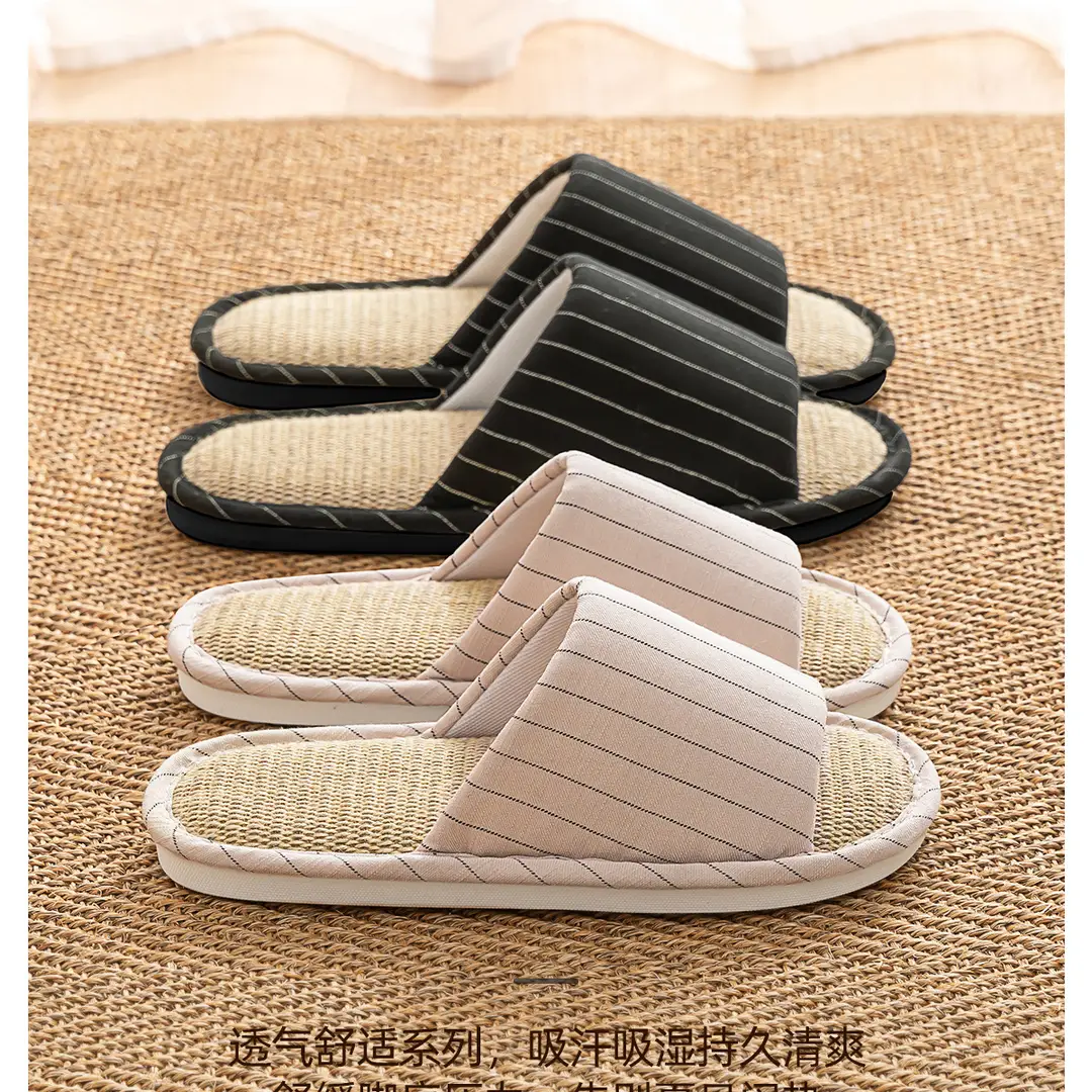 Linen Slippers Women's New Four Seasons Indoor Home Couple Non-Slip Sweat-Absorbing Non-Stinky Feet Silent Cotton Linen Sandals for Men — feature 3