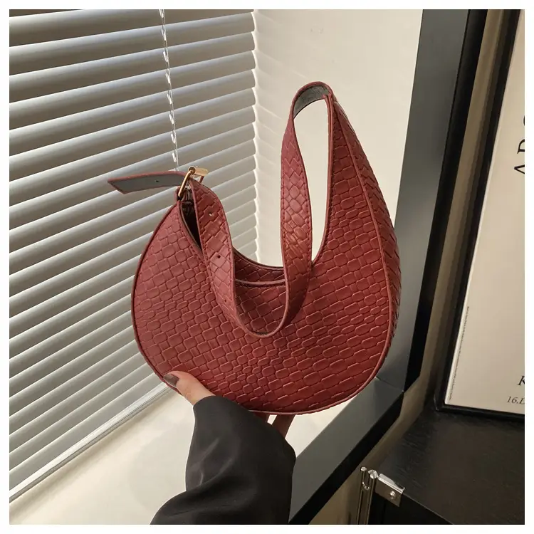 Women's Maroon Woven Shoulder Bag with Adjustable Strap — feature 21