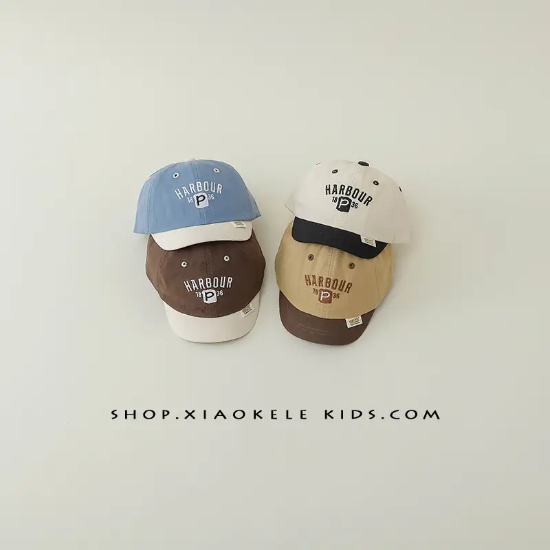 Kids Baseball Cap Spring Autumn Letter Embroidery Tan Brown