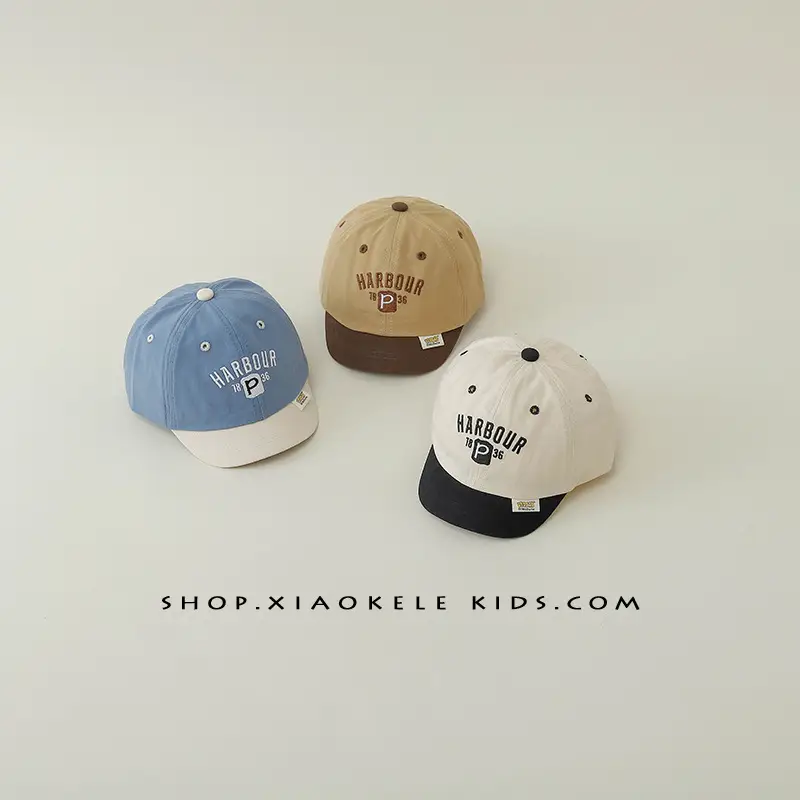 Kids Baseball Cap Spring Autumn Letter Embroidery Tan Brown