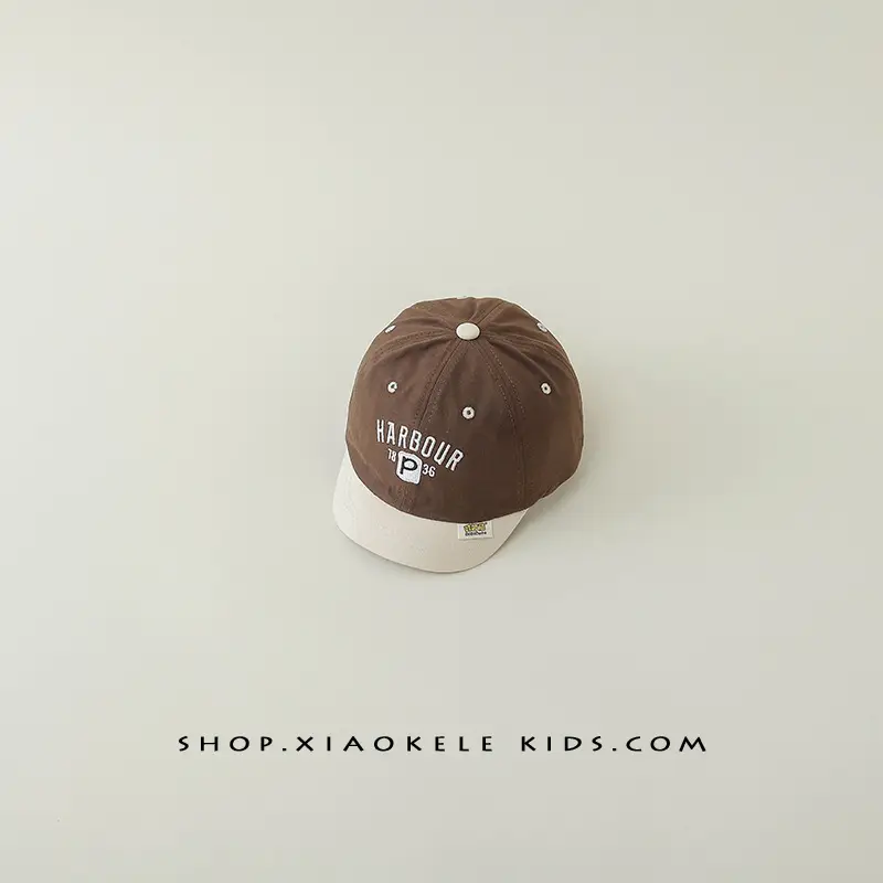 Kids Baseball Cap Spring Autumn Letter Embroidery Tan Brown