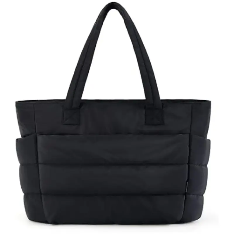 Light Grey Quilted Tote Bag for Commuters - Image 13