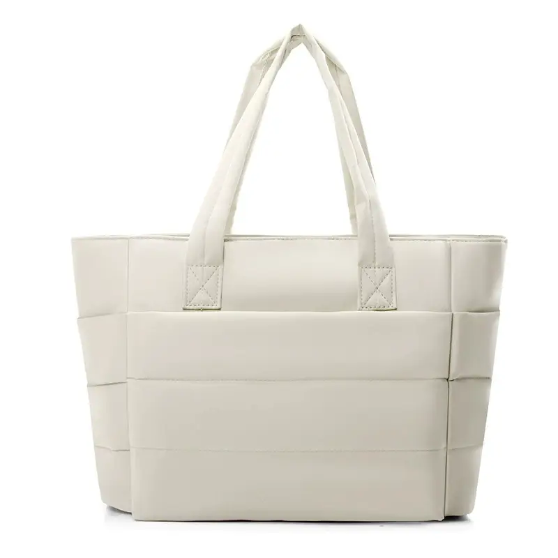 Light Grey Quilted Tote Bag for Commuters - Image 2