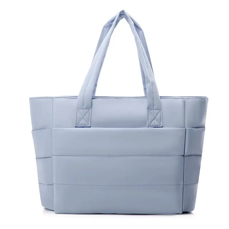 Light Grey Quilted Tote Bag for Commuters - Image 3