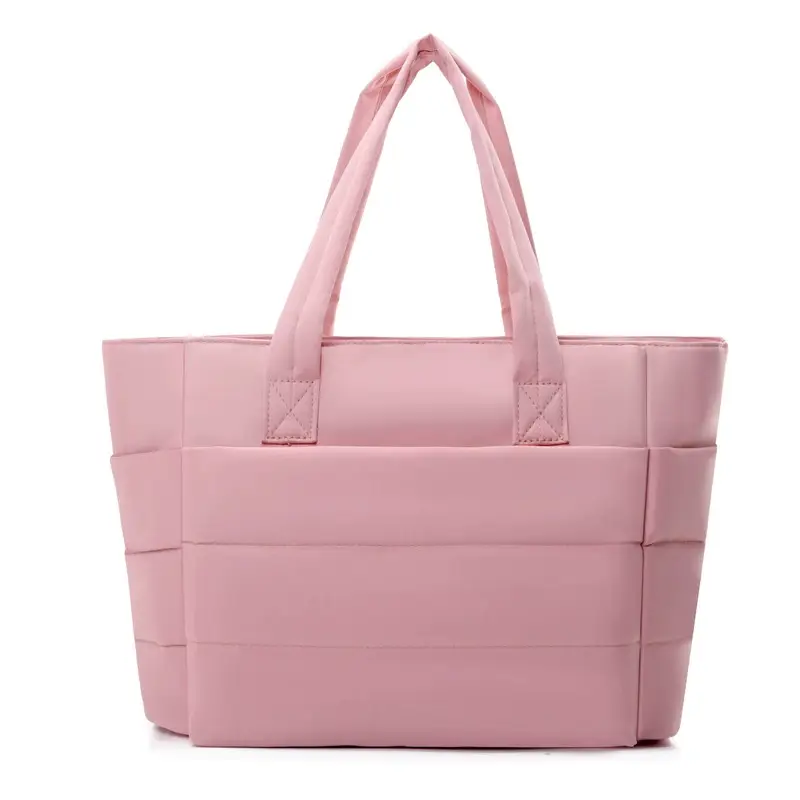 Light Grey Quilted Tote Bag for Commuters - Image 4