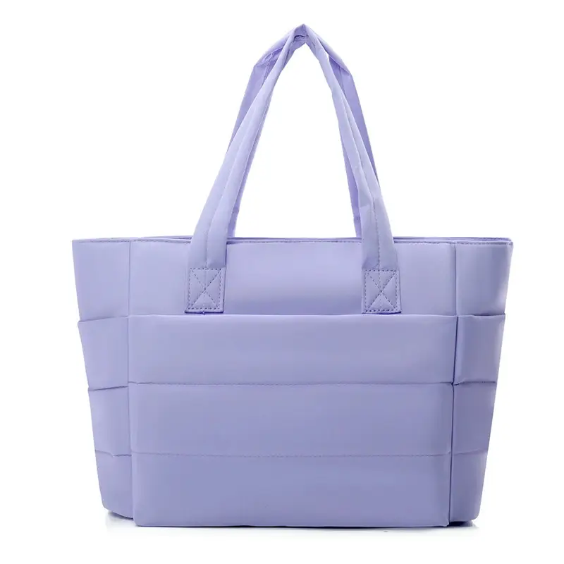 Light Grey Quilted Tote Bag for Commuters - Image 5