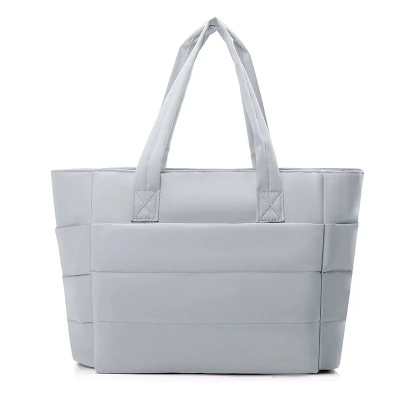 Light Grey Quilted Tote Bag for Commuters - Image 6