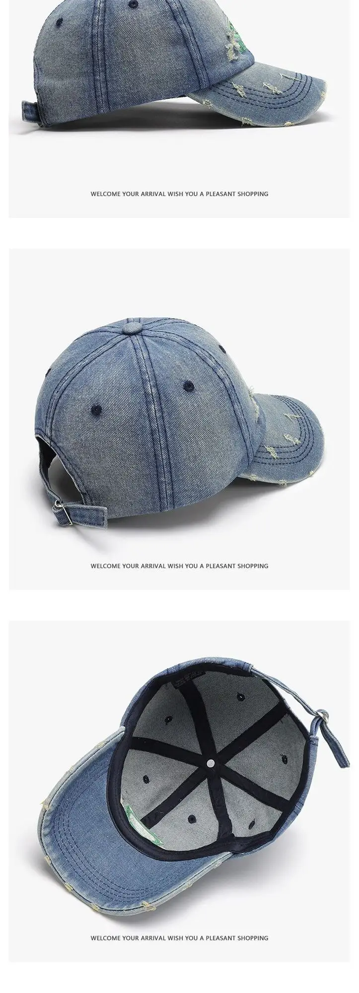 Unisex Letter Embroidered Baseball Cap Blue Washed — feature 6