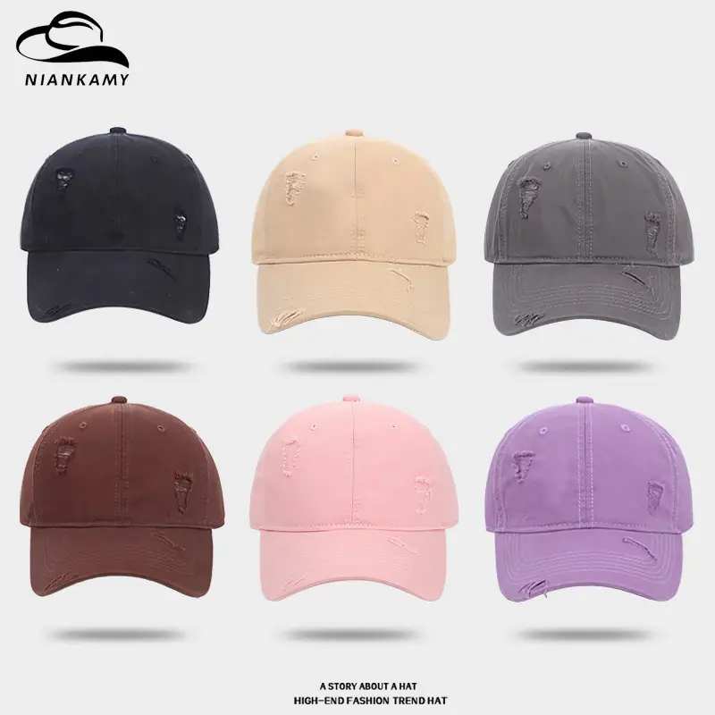 Coffee Color Washed Hole Baseball Cap for Men - Image 11