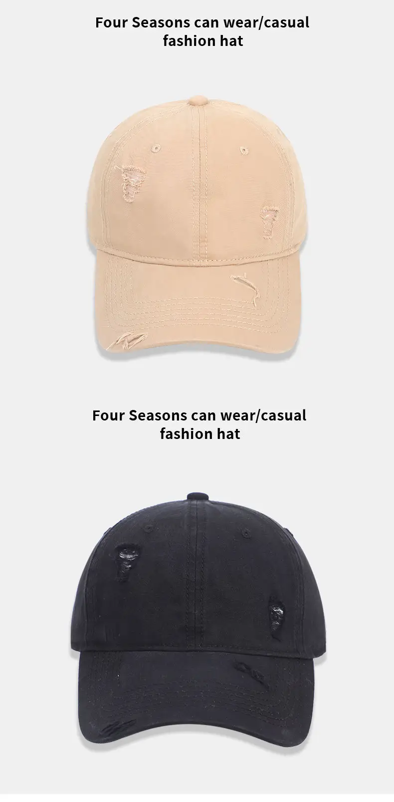 Coffee Color Washed Hole Baseball Cap for Men — feature 12