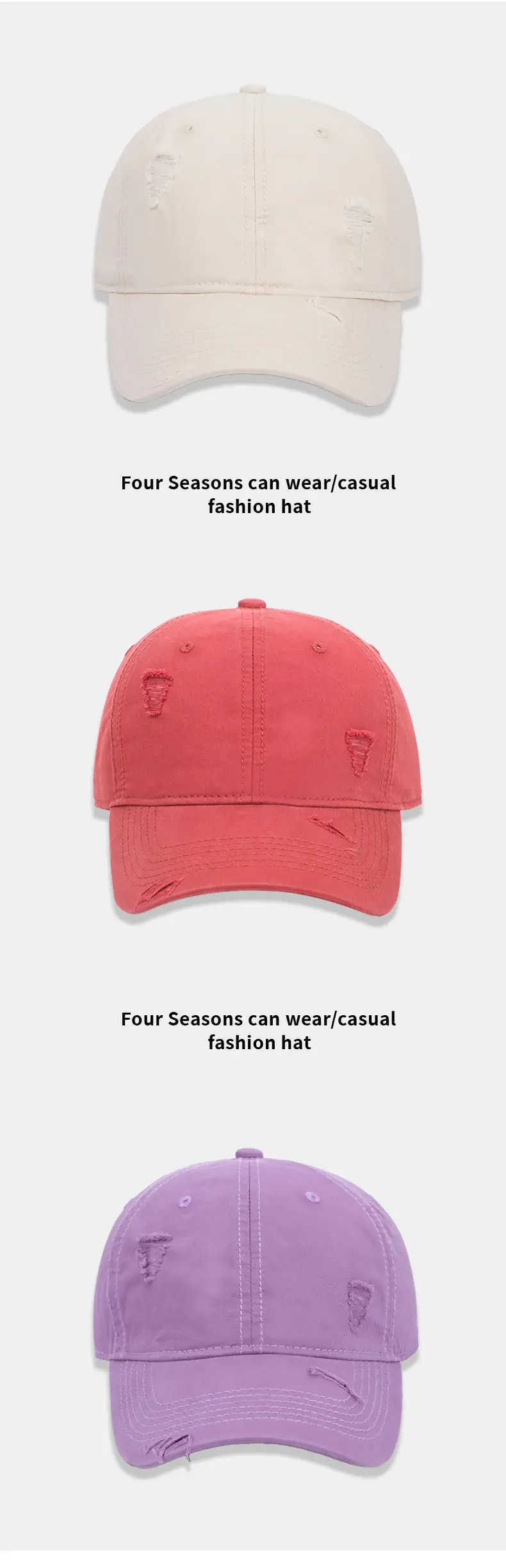 Coffee Color Washed Hole Baseball Cap for Men — feature 15