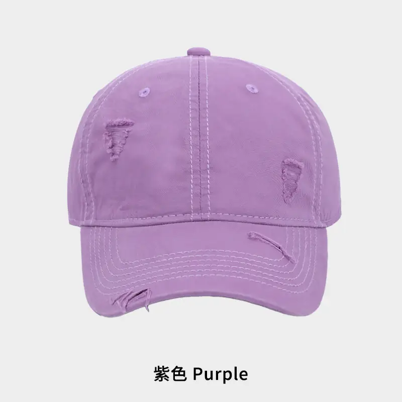 Coffee Color Washed Hole Baseball Cap for Men - Image 8