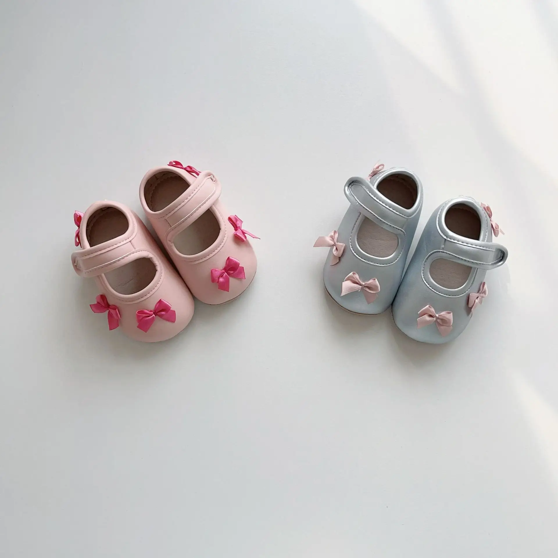 Baby Bow Velcro Shoes for 0-2 Years Non-Slip Soft Sole
