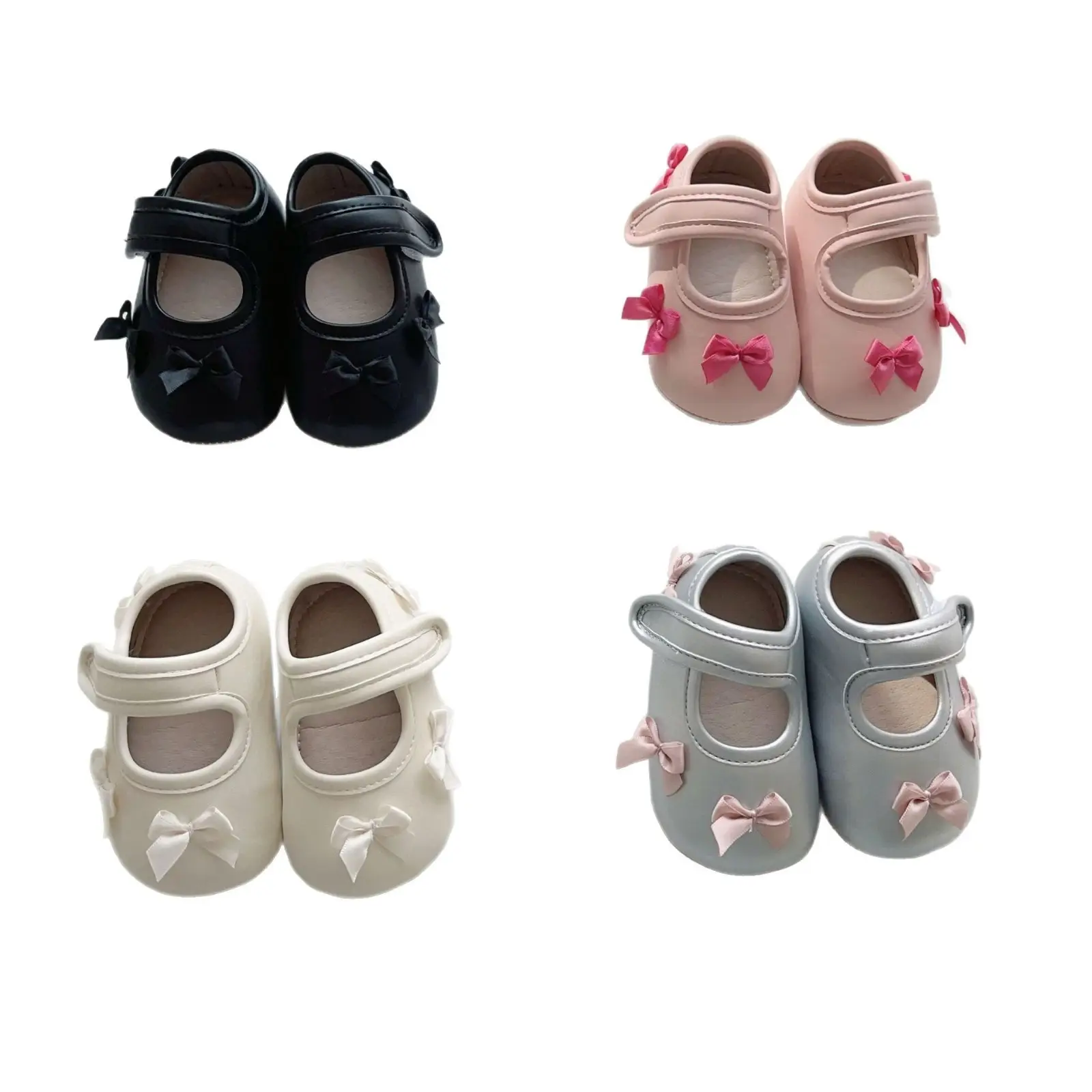 Baby Bow Velcro Shoes for 0-2 Years Non-Slip Soft Sole