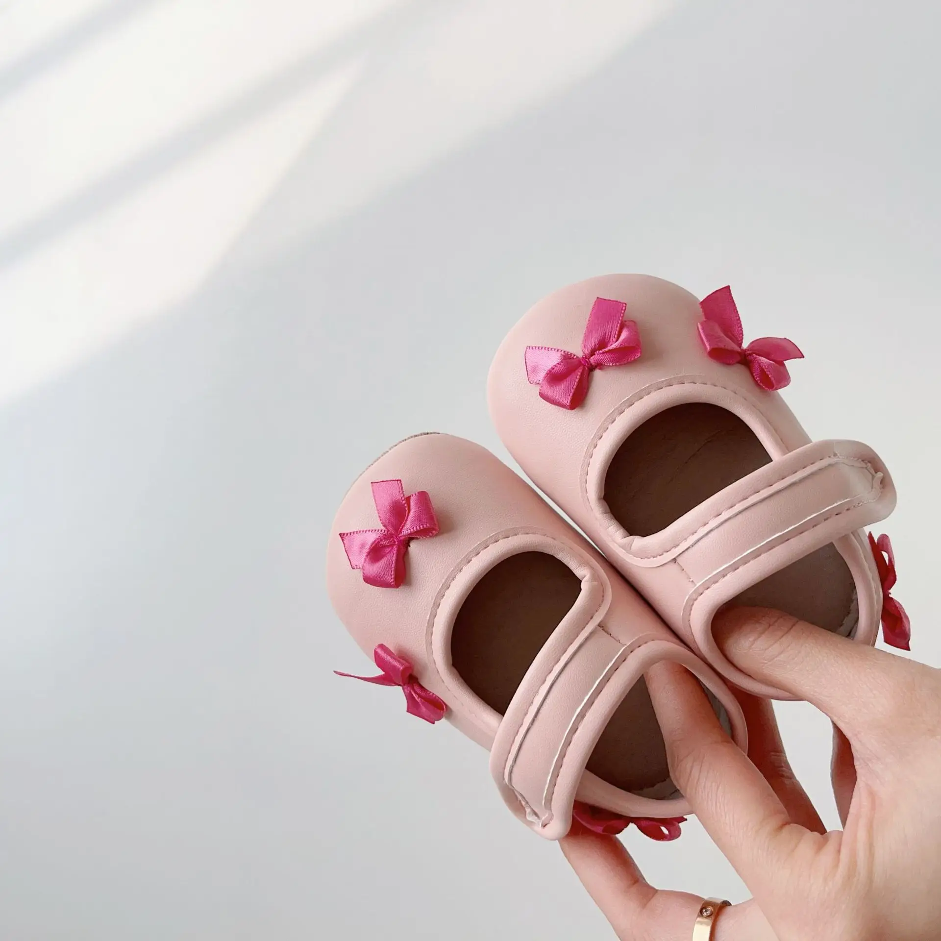 Baby Bow Velcro Shoes for 0-2 Years Non-Slip Soft Sole