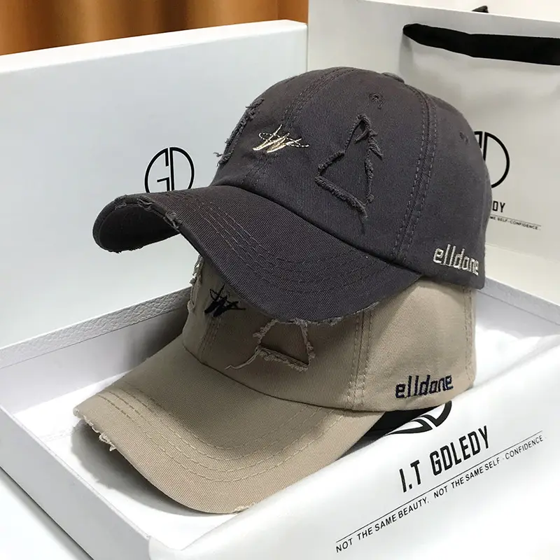 Vintage Baseball Cap Men's Trendy Ins Ripped Sun Hat Hip-hop Cap Soft Top - Image 9