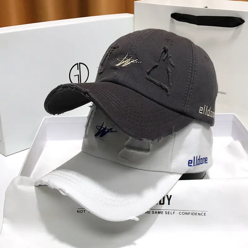 Vintage Baseball Cap Men's Trendy Ins Ripped Sun Hat Hip-hop Cap Soft Top - Image 11