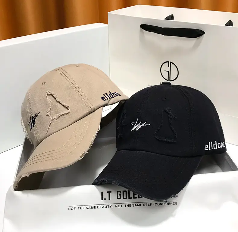 Vintage Baseball Cap Men's Trendy Ins Ripped Sun Hat Hip-hop Cap Soft Top — feature 1