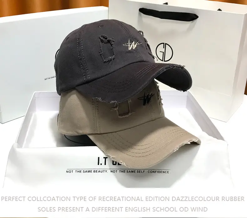 Vintage Baseball Cap Men's Trendy Ins Ripped Sun Hat Hip-hop Cap Soft Top — feature 9