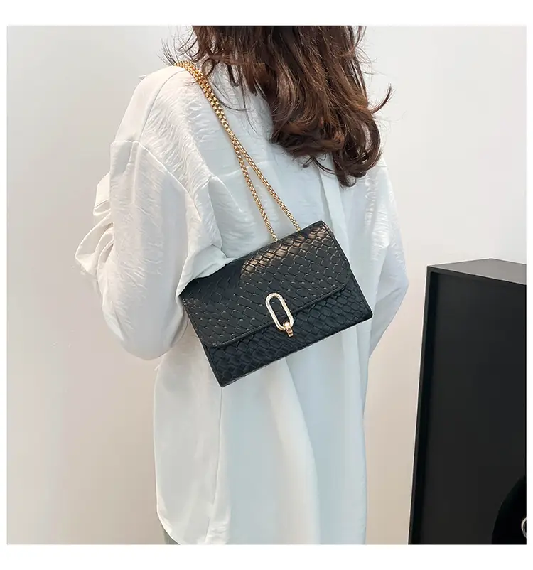 Trendy Woven Brown Shoulder Bag with Retro Lock — feature 18