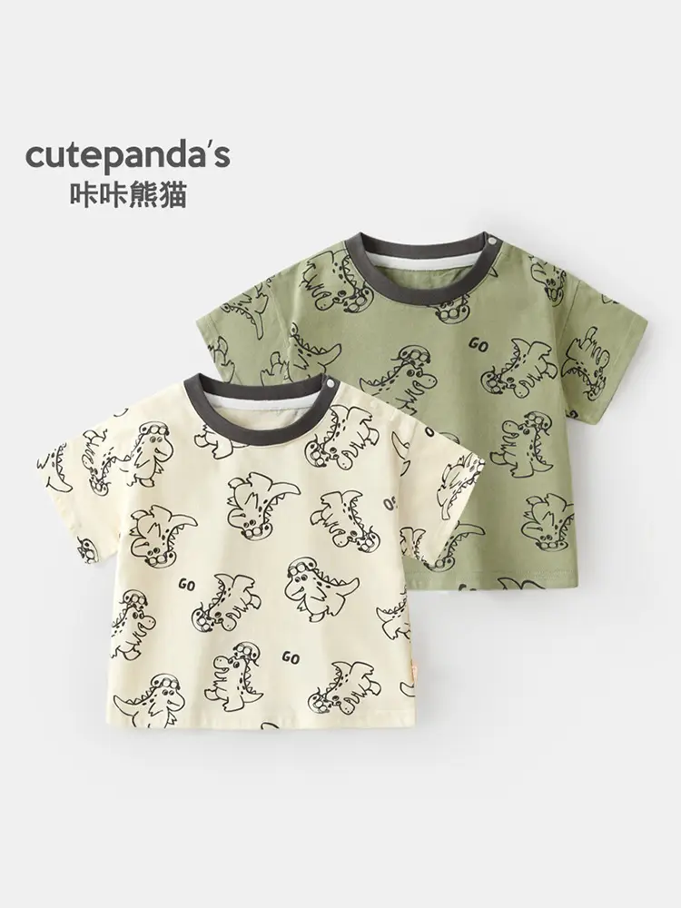 Baby T-Shirt Cutepanda Green White Panda Print Summer Casual