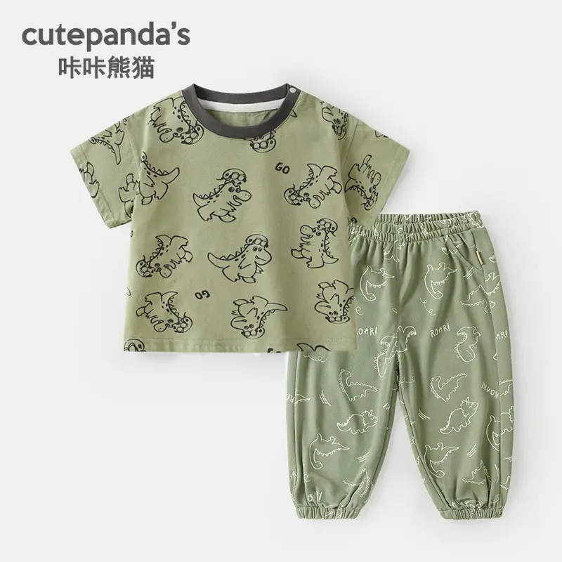 Baby T-Shirt Cutepanda Green White Panda Print Summer Casual