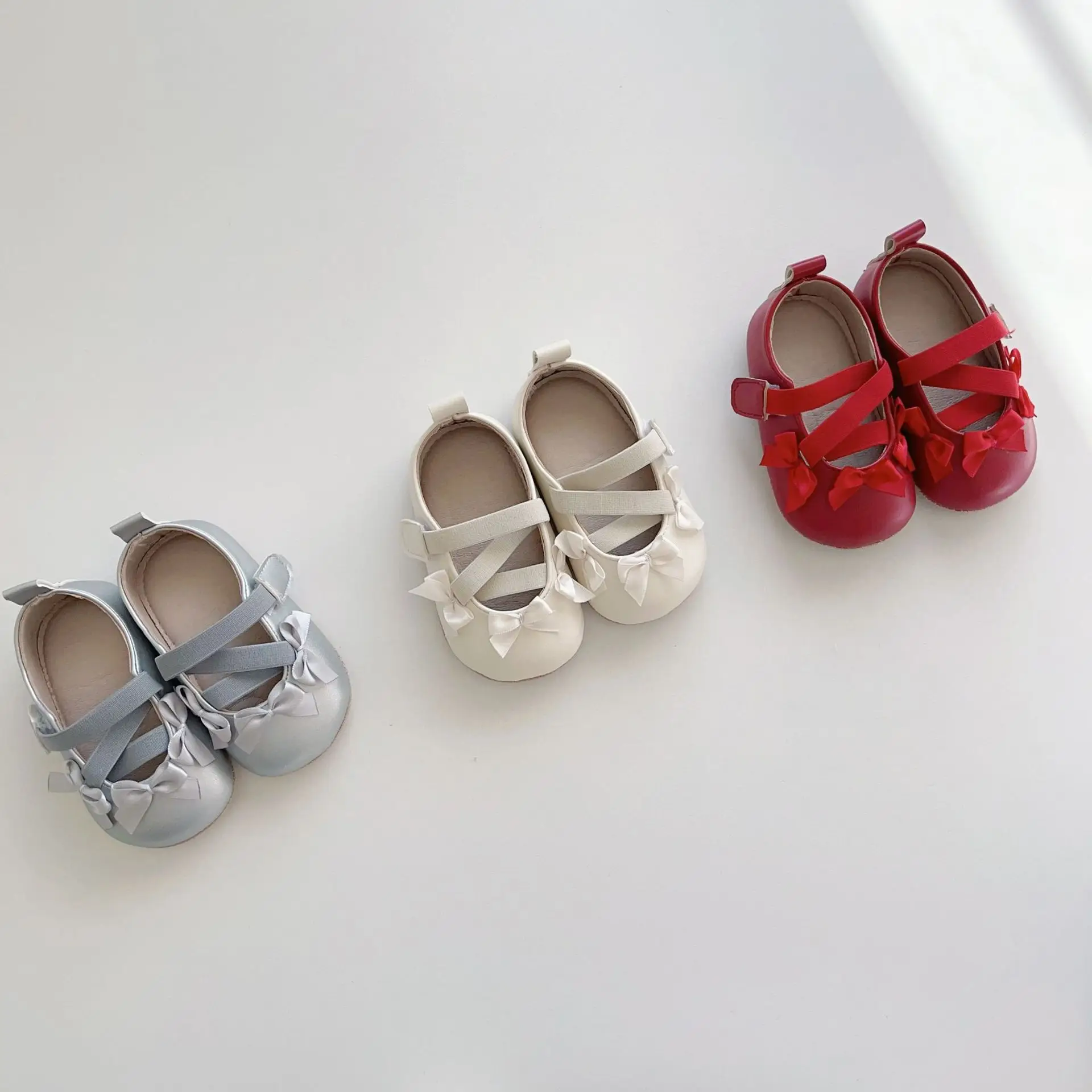 Red Bow Baby Shoes for Toddlers Soft Sole